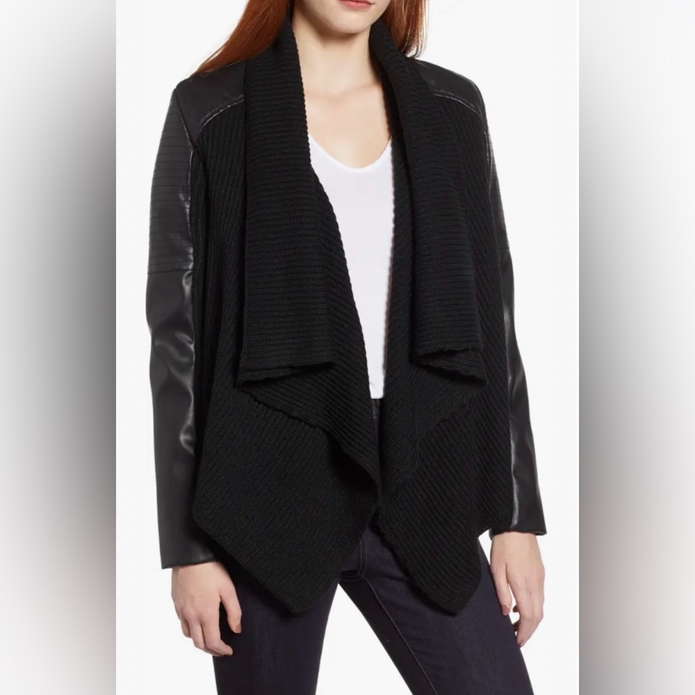 Bagatelle jacket size small black faux leather and front draped jacket 🖤🖤